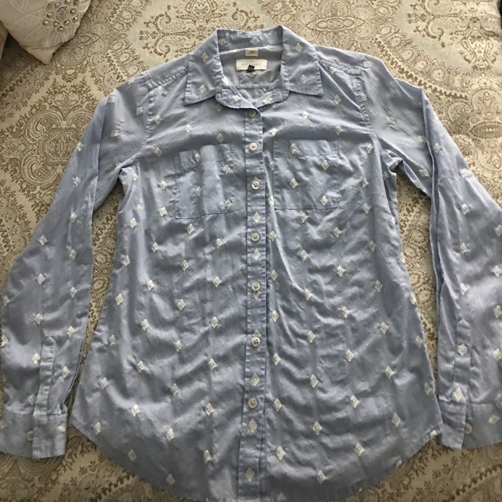 Loft softened button down with embroidered detail